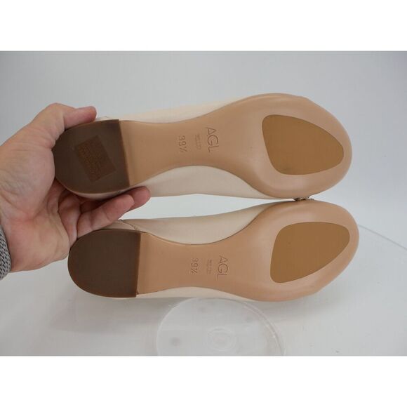 AGL Womens Monika Ballet Flat Size 39.5 9.5 Ivory Leather Cap Toe Dress Shoe - Picture 7 of 13